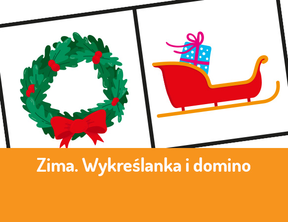 Zimowa wykreślanka i zimowe domino