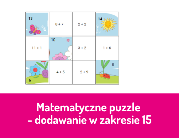 Matematyczne puzzle - dodawanie w zakresie 15