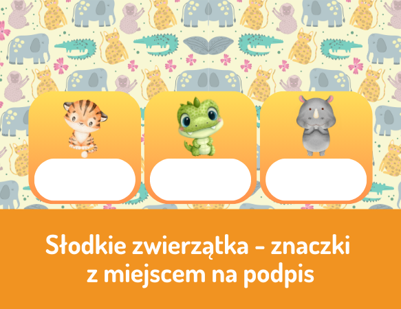 Słodkie zwierzątka - znaczki z miejscem na podpis