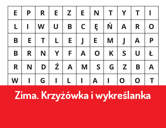 Zima - krzyżówka i wykreślanka